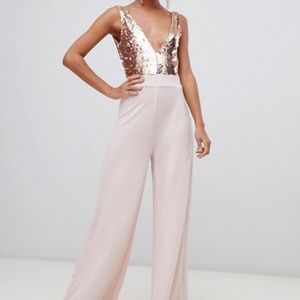 New Look Pink Sequin Jumpsuit